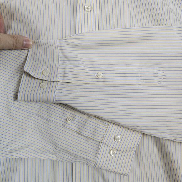 Brooks Brothers 346 Men's Size 15 1/2-4/5 Yellow & Blue Stripes Dress Shirt 15.5 - Picture 4 of 16